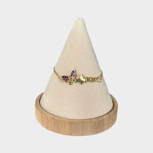 Mom Multicolor Gem Butterfly Charm Bracelet